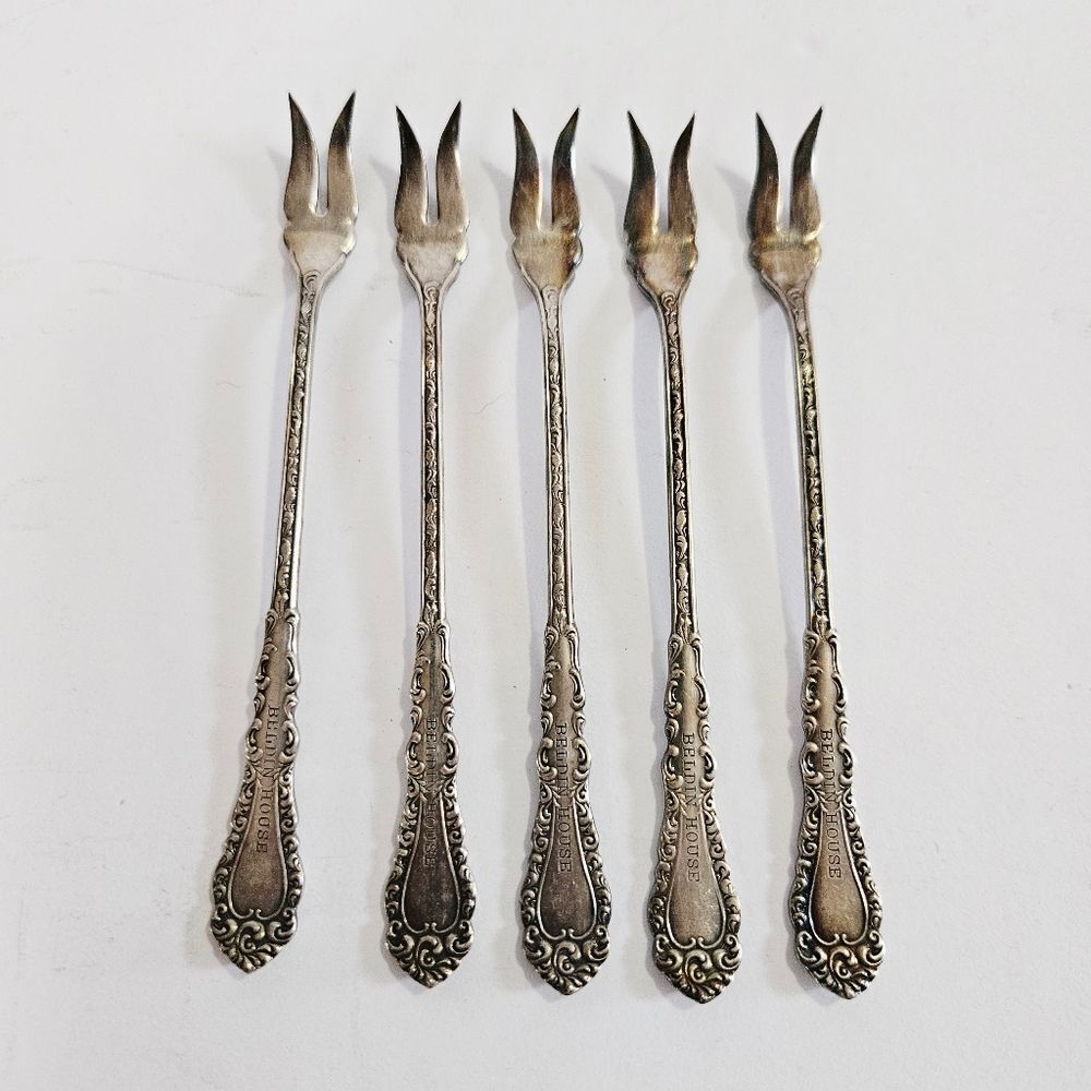 Antique S.L. & G.H Rogers Silver Plate Webster Pattern Set Of 5 Cocktail Forks